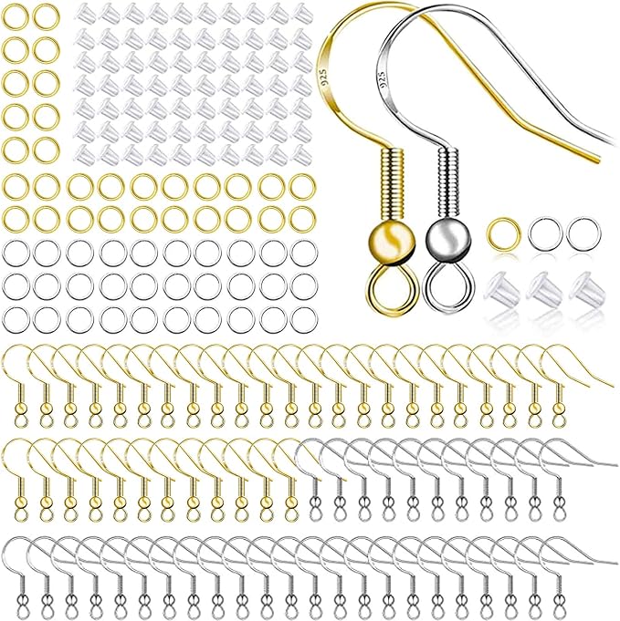 Hypoallergenic Earring Hooks 150 PCS/75 Pairs, Jump Rings, Fish Hooks by OfficeArtCraftsProducts