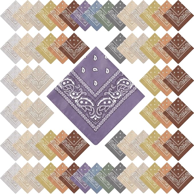 100 Pack Bandanas Unisex Paisley Bandanas Bulk Multi Purpose Cowboy Head Wrap by Handepo