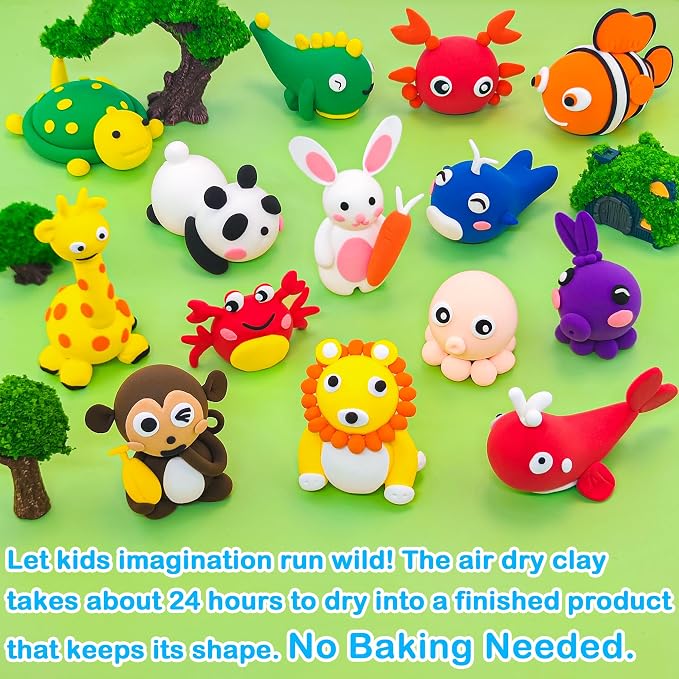 LanMa Air Dry Clay Kit for Kids, 12 Pack Sea Animal Air-Dry Art Kits - Image 7