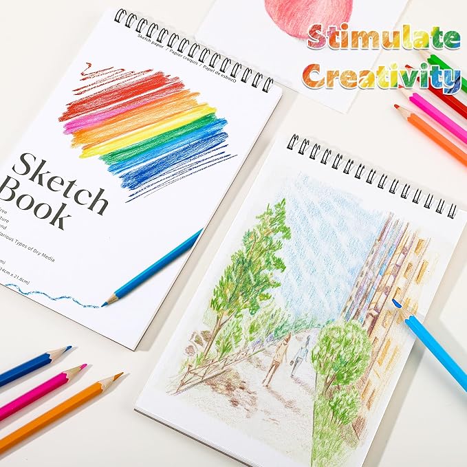 4 Pack Small Sketch Books, 5.5 x 8.5 Inch Mini Sketchbook, 68lb/100gsm Spiral - Image 7