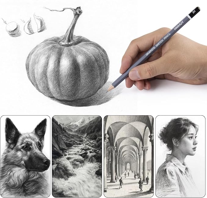 HNIHUY Professional Sketch Pencils Set, Graphite Pencils, Erasers and Sharpener - Image 5
