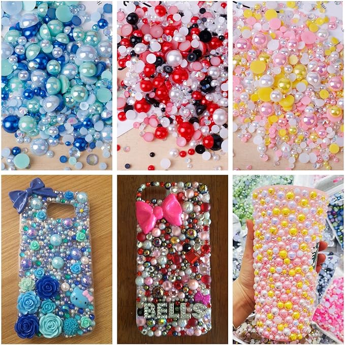 ASTARON 50g Mix Flatback Rhinestones Half Pearls - Image 4