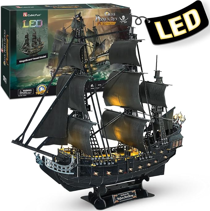 CubicFun 3D Puzzles Queen Anne's Revenge Pirate Ship Puzzle Kit, 340 Pieces by CubicFun