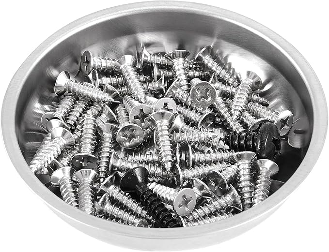 FUNSUEI 8 Packs 6 Inches Magnetic Tray, Stainless Steel Magnetic Bowl, Round Magnetic Parts Tray for Pins, Screws, Bolts, Nuts, Small Parts