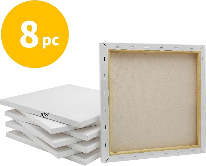 FIXSMITH Stretched White Blank Canvas- 12x12 Inch, Bulk Pack of 8, 100% Cotton - Image 4