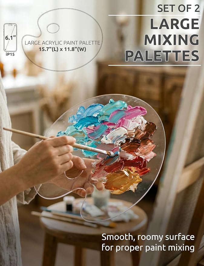 DUGATO Clear Acrylic Paint Palette, 15.7 x 11.8 in | Big Size Palette, - Image 2