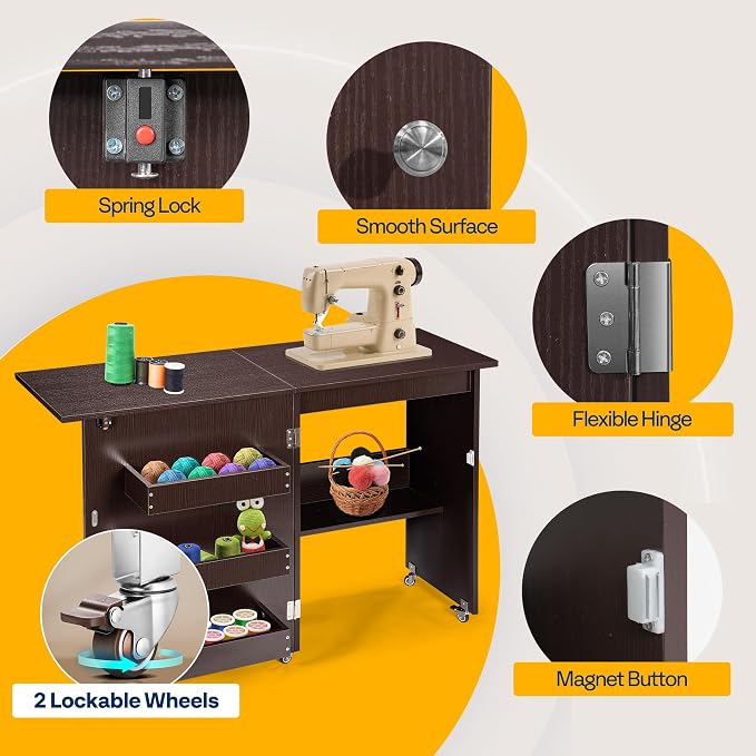 VIVOHOME Folding Sewing Table for Sewing Machine, Sewing Desk - Image 3