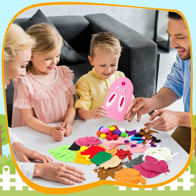 WATINC 12Pcs Hand Puppet Making Kit, Art Craft Felt Sock Puppet Toys, Creative - Image 6