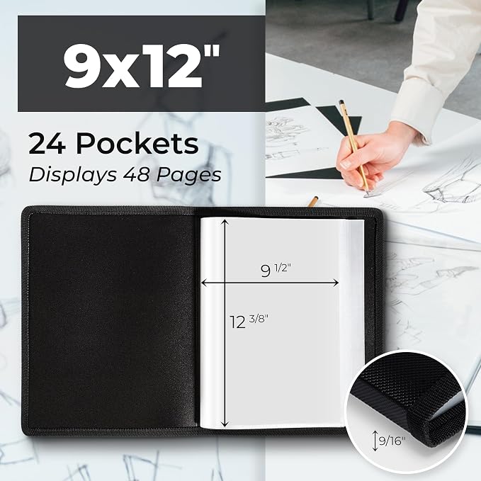 Dunwell 9x12 Art Portfolio Binder, Includes Mounting Paper, Portfolio Binder - Image 2