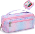 Pencil Case for Girls, Durable Kids Pencil Pouch for School, Wide Opening Soft by BrainyBees