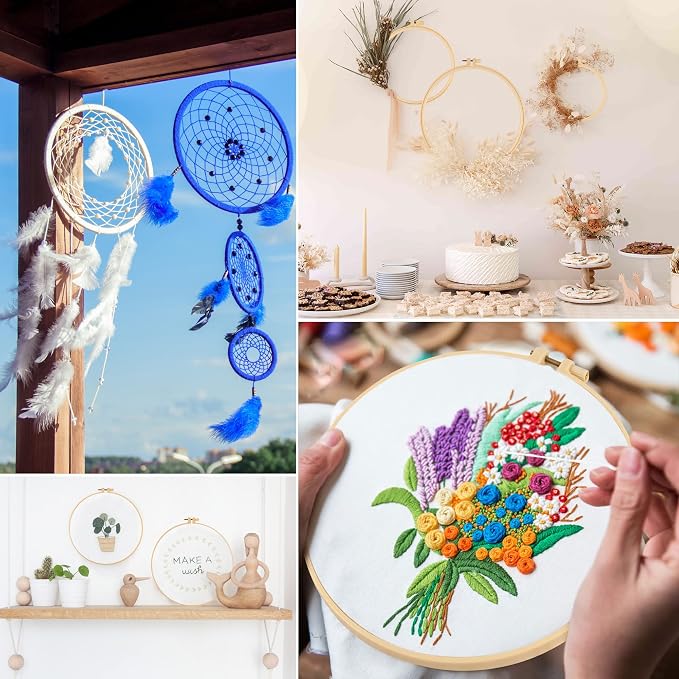 6 Pcs Embroidery Hoop 6 Size, Round Plastic Cross Stitch Hoop - Image 7