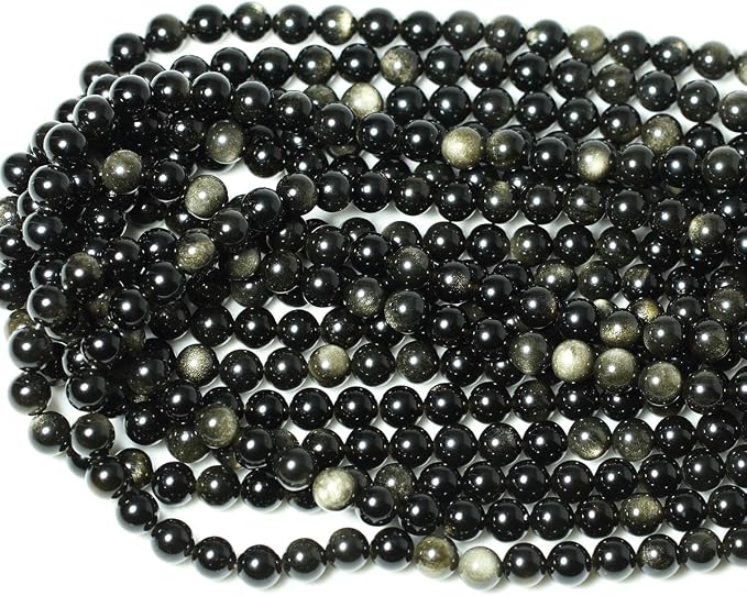 45PCS 8mm Natural Golden Obsidian Gemstone Round Loose Beads Crystal Energy by CHEAVIAN