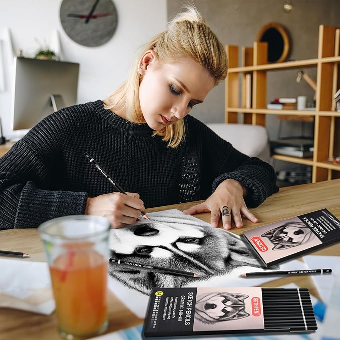 GETHPEN Drawing Sketching Pencil Set, 14 Pieces Graphite Pencils | 14Pcs - Image 6