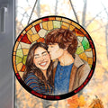 Personalized Couples Photo Faux Stained Glass Sun Catcher, Photo Cuople by Noni