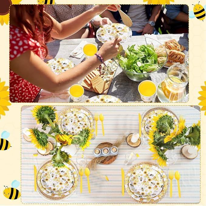 Pickmesh 400 Pcs Bee Sunflower Birthday Party Supplies Include Spring Summer - Image 5