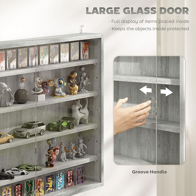 HOMCOM 5-Tier Display Cabinet, Glass Door Cabinet - Image 5