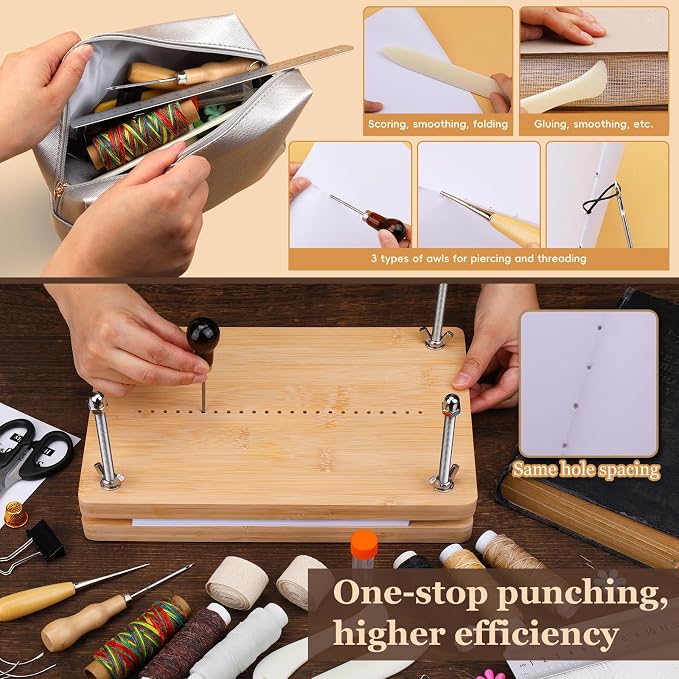 JUPEAN Bookbinding Kit, Book Making Kit, Bookbinding Punching Guide Set - Image 5