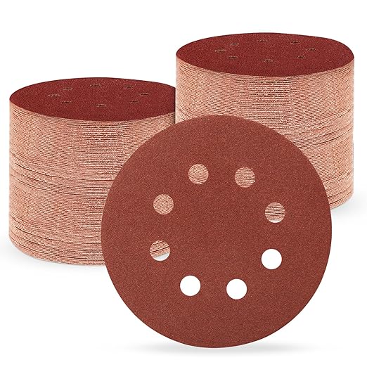 5 Inch 8 Hole Sanding Discs, 150 PCS 120 Grit Hook and Loop Sandpaper, Round Aluminum Oxide Sand Paper Discs for Random Orbital Sander