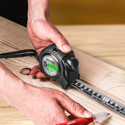 HAUTMEC Tape Measure 5m/16ft Auto-Lock with Dual Metric & Imperial Scale, Easy to Read Nylon Coated Measuring Tape for Construction, Carpentry, Contractors, Engineers, DIY, HT0100-2PC