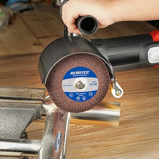 4" Burnishing Drum, 100x100mm, Fine Grit 180, A/O, for Metalwork Surface Polishing
