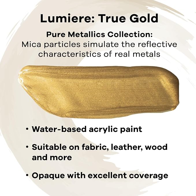 Jacquard Lumiere 8oz Fabric Paint True Gold - Image 2