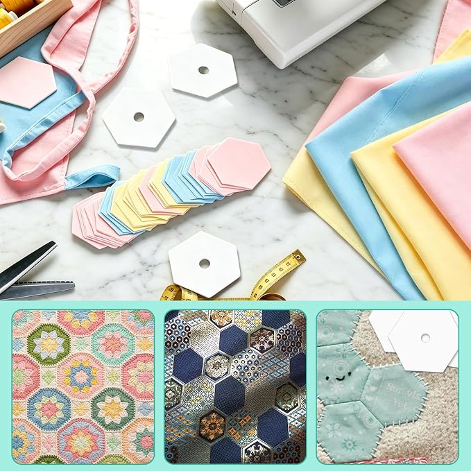 Neworkg 1000 PCS Hexagon Piecing Paper Templates, 0.75" White Paper templates - Image 5