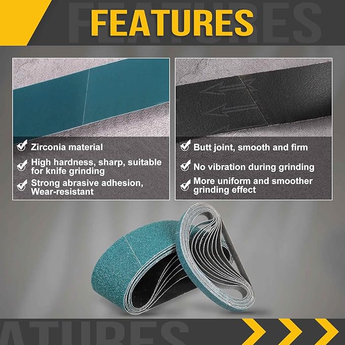 3/8 x 21 Inch Sanding Belt, 10 Pcs 120 Grit Zirconia Knife Sharpener Belts Work Sharpening for Belt Sander Knife Carving Tool Metal Working
