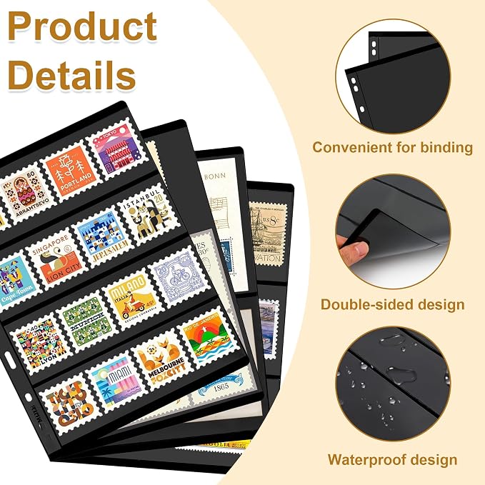 40 Pages 20 Sheets Stamp Album Pages, 8.4 * 11" 4 Styles Stamp Collection - Image 6
