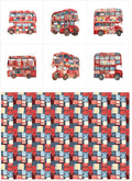 Patchwork Double-Decker Bus Cotton Fabric Panel – 6 Designs + Bonus Sheet by FabricsTown