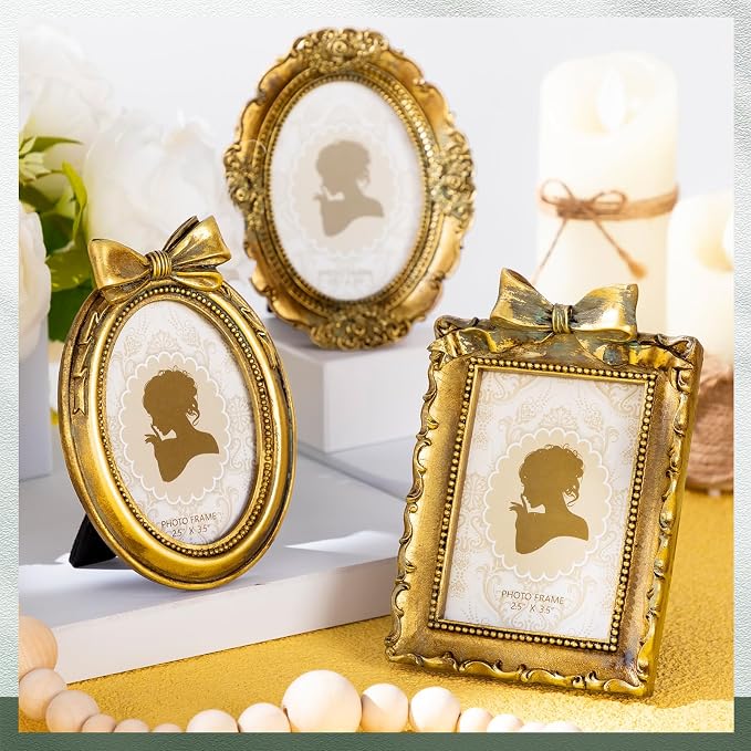Vicenpal 3 Pcs Tiny Picture Ornate Frames 2.5 x 3.5 Inch Small Vintage Oval - Image 7