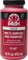 FolkArt Multi-Surface Satin Acrylic Paint in Assorted Colors, 16 oz, Apple Red by FolkArt