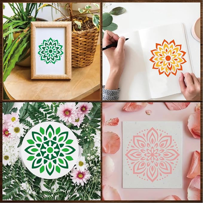 Stencils 4in 50pcs Craft Paint Template Reusable Plastic Templates Mandala - Image 6