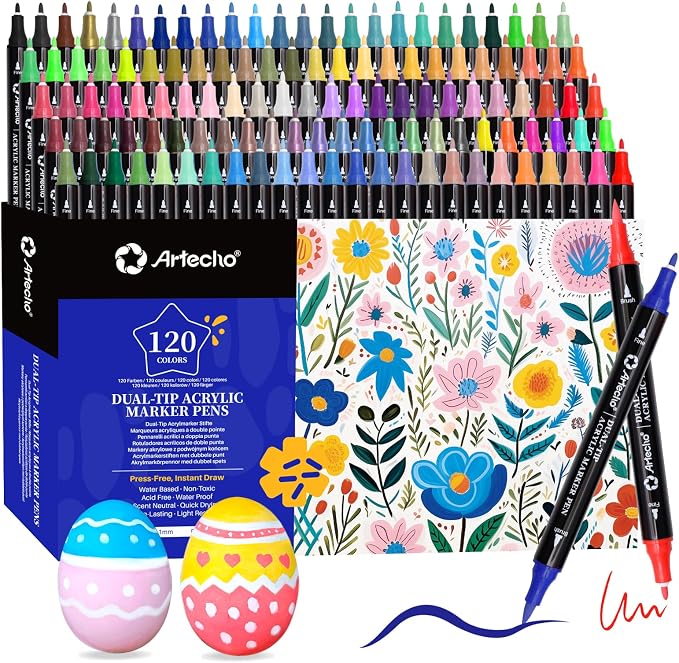 Artecho Acrylic Paint Markers 120 Colors, Acrylic Paint Pens by Artecho