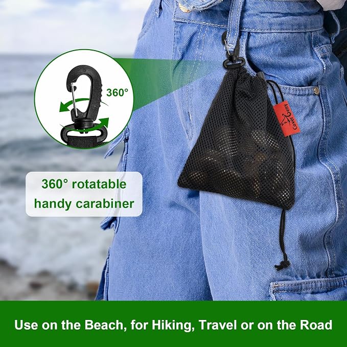 Mesh Foraging Bags with Clip, 4 Pack Drawstring & Toggle Closure Foraging Pouch - Image 4