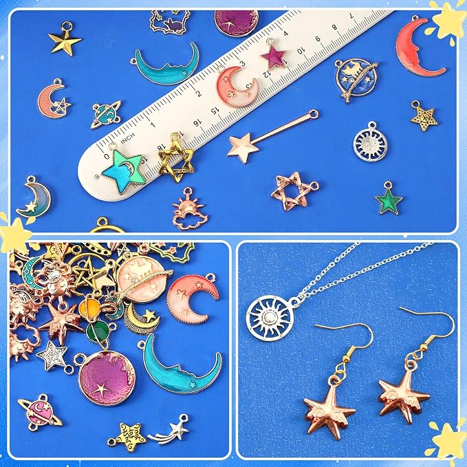 MARFOREVER 120 Pcs Mixed Sun Star Moon Charms - Image 5