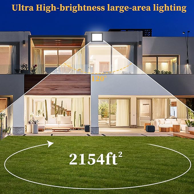 4 Pack 100W LED Flood Lights Outdoor, 10000 LM Super Bright Security Lights, Portable IP66 Waterproof LED Work Light with Plug, 6000K Daylight White Floodlights for Garage Yard Garden Playground Patio