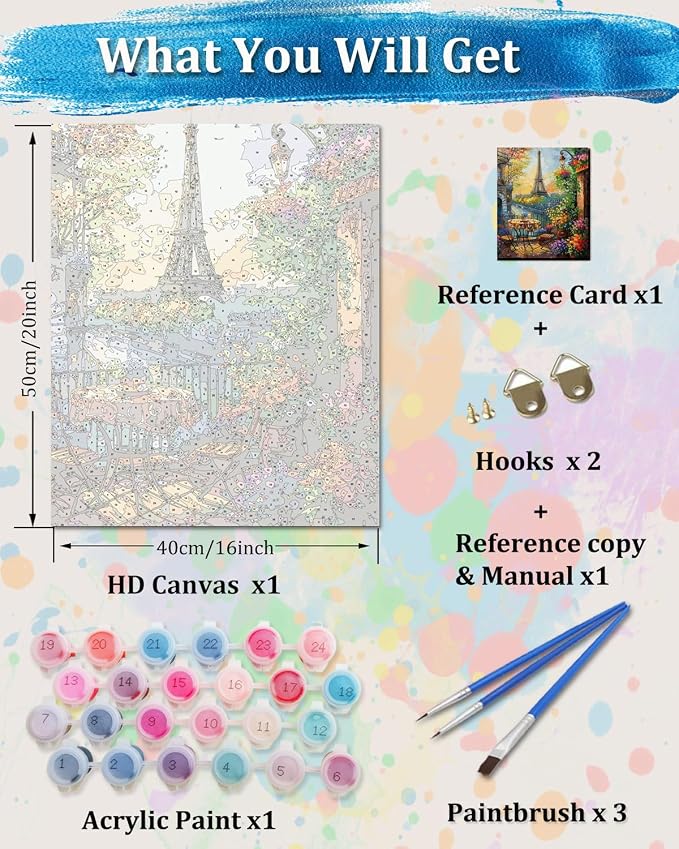TOCARE Eiffel Tower Paint by Numbers Kit - Image 3