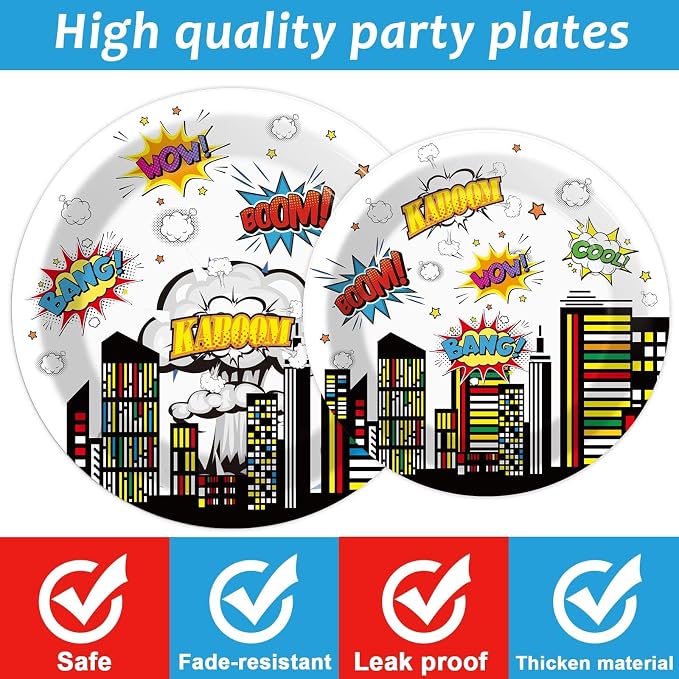 200pcs Super Party Plates Napkins Forks Hero Theme Party Tableware Set Hero - Image 4