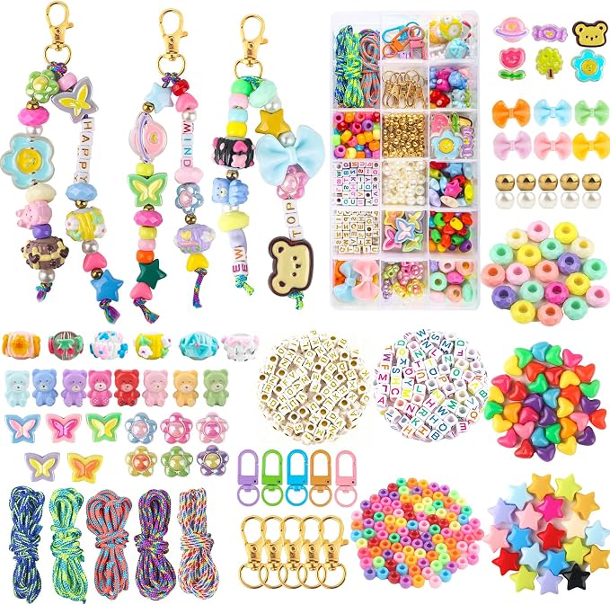 Ecoofor 487 PCS Beaded Keychain Making Kit, Acrylic Letter Beads - Image 8