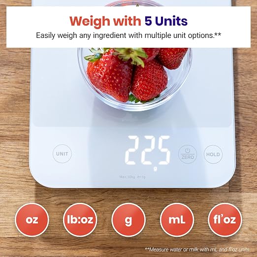 Etekcity 22lb Food Kitchen Scale, USB Rechargeable, IPX6 Waterproof | Digital - Image 4