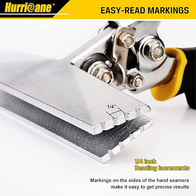 HURRICANE 6-Inch Straight Jaw Sheet Metal Hand Seamer, Bender Tool for Flattening and Bending, Pliers With Ergonomic TyreGrip Handle