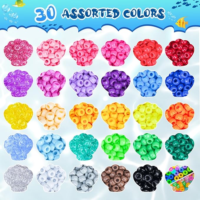 Gionlion 6000+ PCS Pony Beads 30 Assorted Colors Includes Glow in the Dark Bead - Image 6