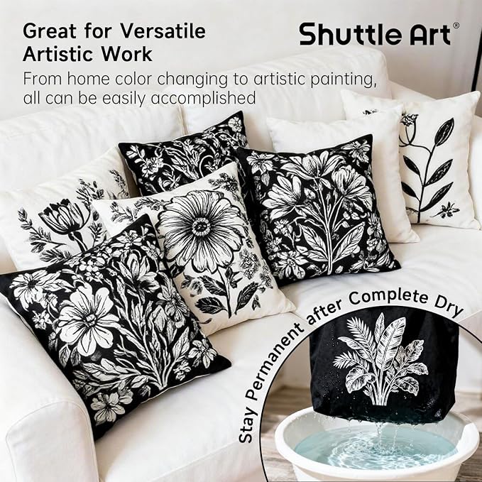 Shuttle Art White Fabric Paint, 16.9 oz Permanent Fabric Paint - Image 5