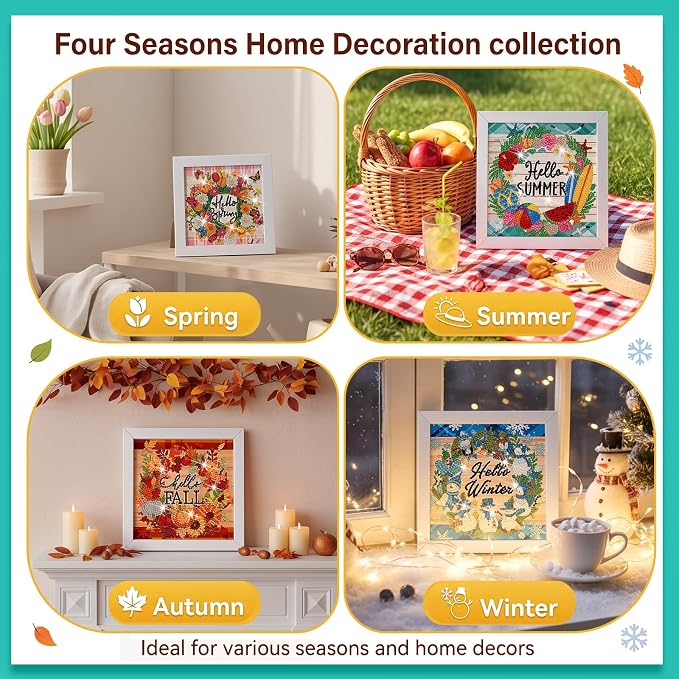 Trandraft 13 Pcs Summer Wreath Interchangeable Holiday Small Diamond Art Kits - Image 6