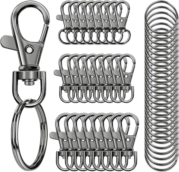 100PCS Swivel Snap Hooks with Key Rings, Premium Metal Swivel Lobster Claw by Sucrown