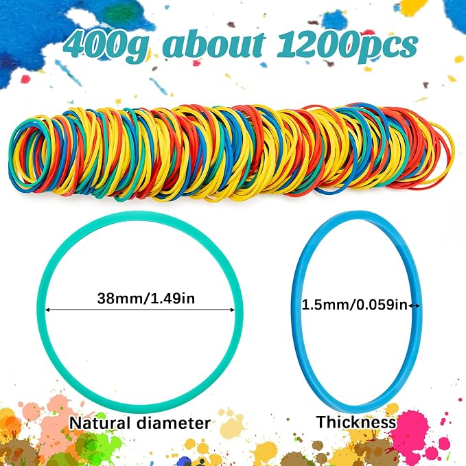 Silkfly 1200 Pcs Rubber Bands for Tie Dye and 4 Cotton Thread Balls Large - Image 2