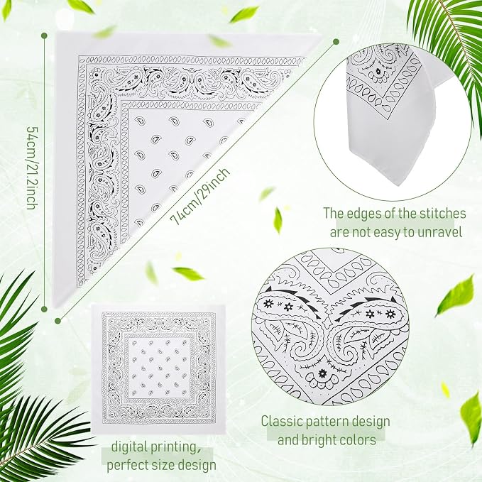 100 Pack Bandanas Unisex Paisley Bandanas Bulk Multi Purpose Cowboy Head Wrap - Image 5