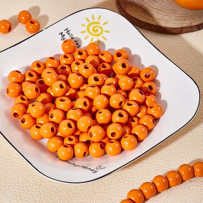 240pcs 16mm Wood Beads for Craft Orange Color DIY - Image 3