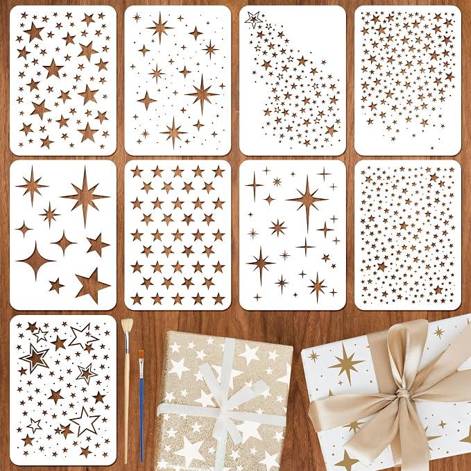 9pcs Star Stencils for Painting Plastic Twinkle Stars Drawing Stencils for by Unknown