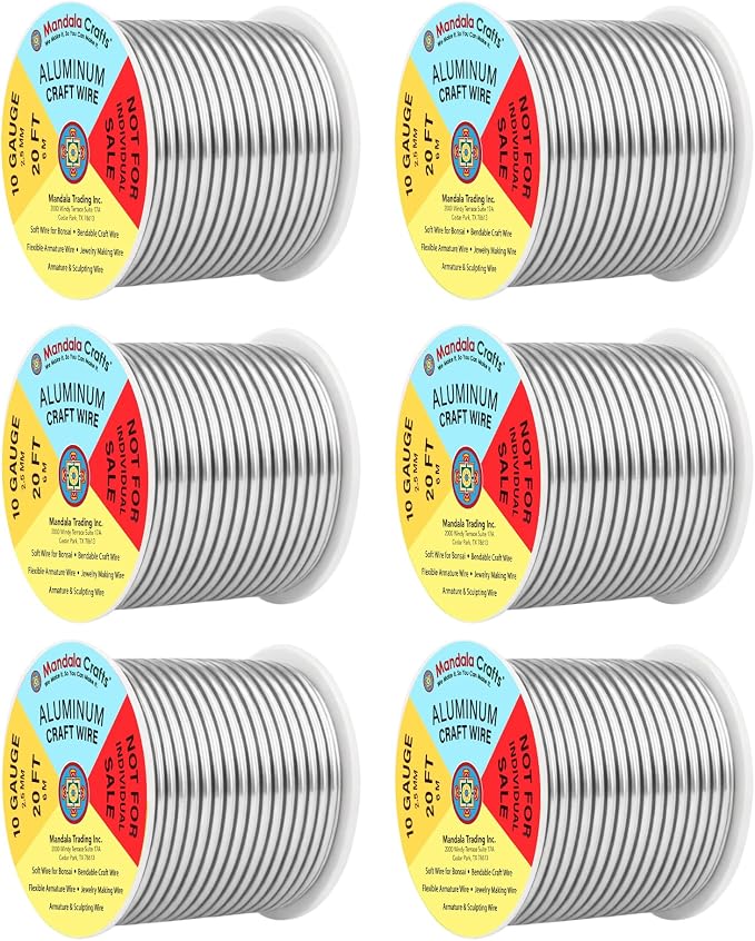 Mandala Crafts 10 Gauge Silver Tone Combo Anodized Aluminum Craft Wire | 120 FT by MandalaCrafts